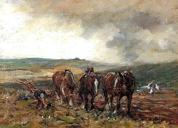 HCOTZHPY Oil Painting Canvas Wall Poster Wall Decoration Painting Spring Ploughing Nathaniel John Baird Classic Picture for Wall Decor 60x90cm