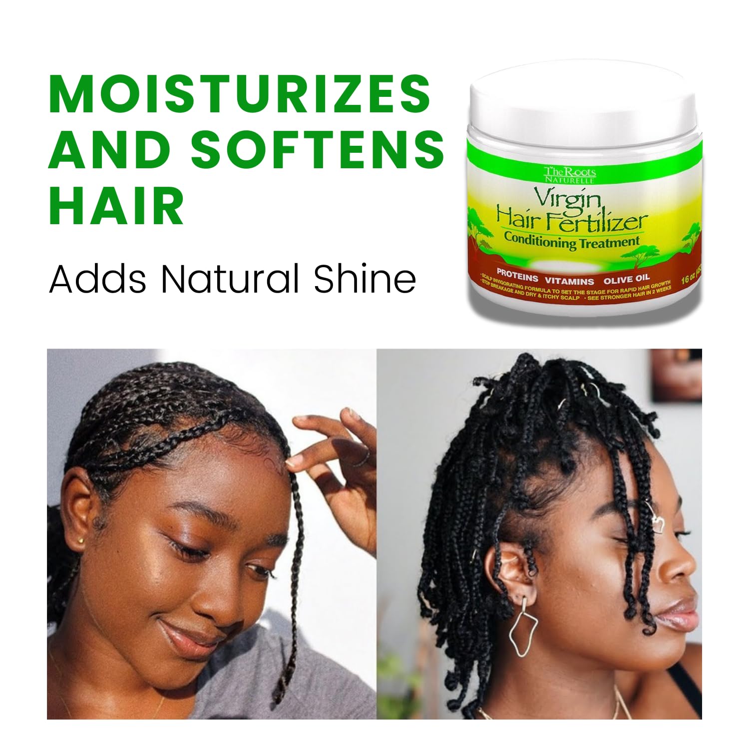 Virgin Hair Fertilizer Deep Conditioner – Hair Growth Mask Deep Conditioner for Dry Damaged Hair – Deep Moisturizing & Conditioning Protein Treatment for Curly Hair by The Roots Naturelle, 16 oz.