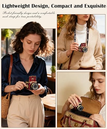 Miniatura 6 de Cámara digital vintage, 64MP 2.7K Retro Point and Shoot Cámara con enfoque automático, pantalla IPS de 2 pulgadas a nivel de cintura y tarjeta TF