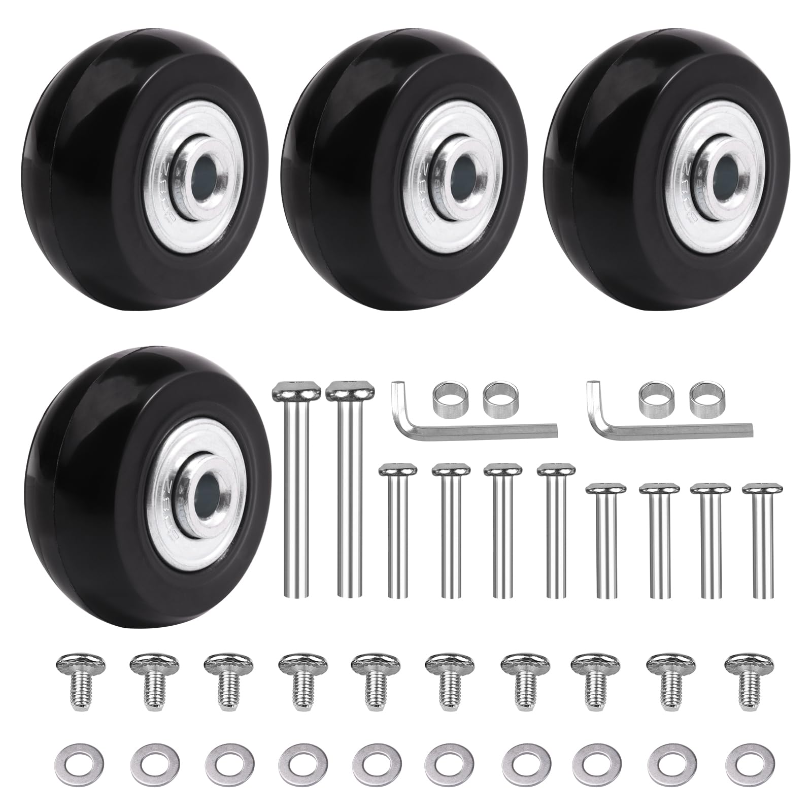 Roues de rechange pour valise 40 mm x 18 mm roulettes pivotantes en caoutchouc 608zz lot de 4