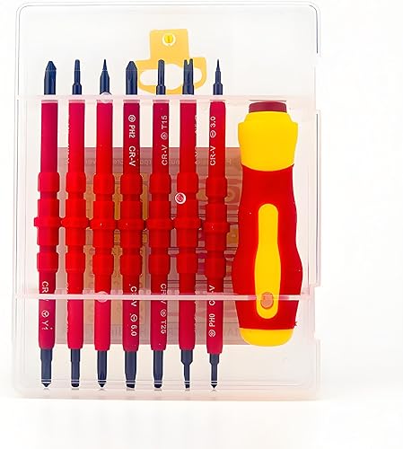 Miniatura 10 de Juego de destornilladores aislados para electricistas, mango ergonómico, puntas magnetizadas, duradero para trabajos eléctricos, destornillador de 3
