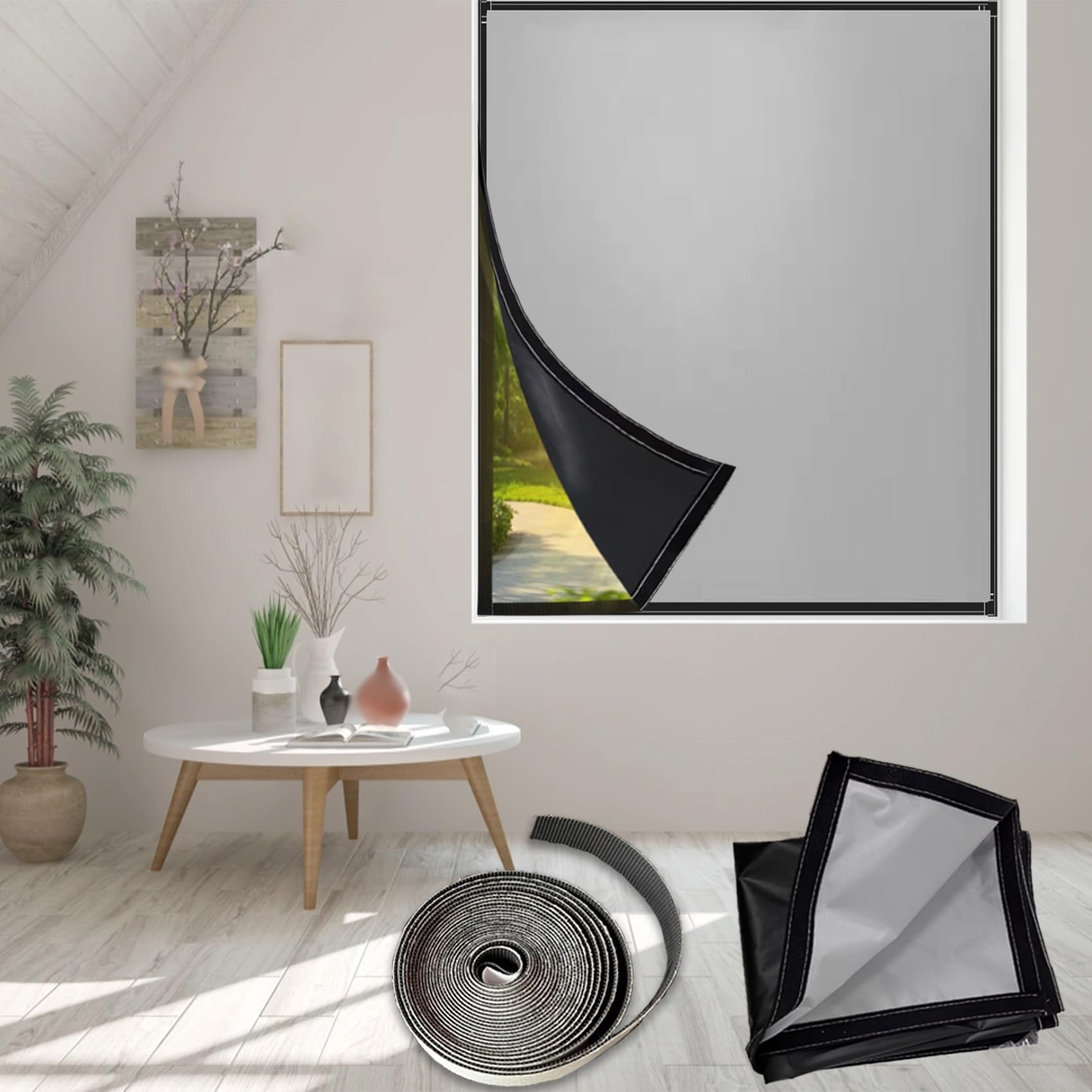 Persiana opaca gris para ventanas de techo que transforma tu dormitorio en un oasis de paz