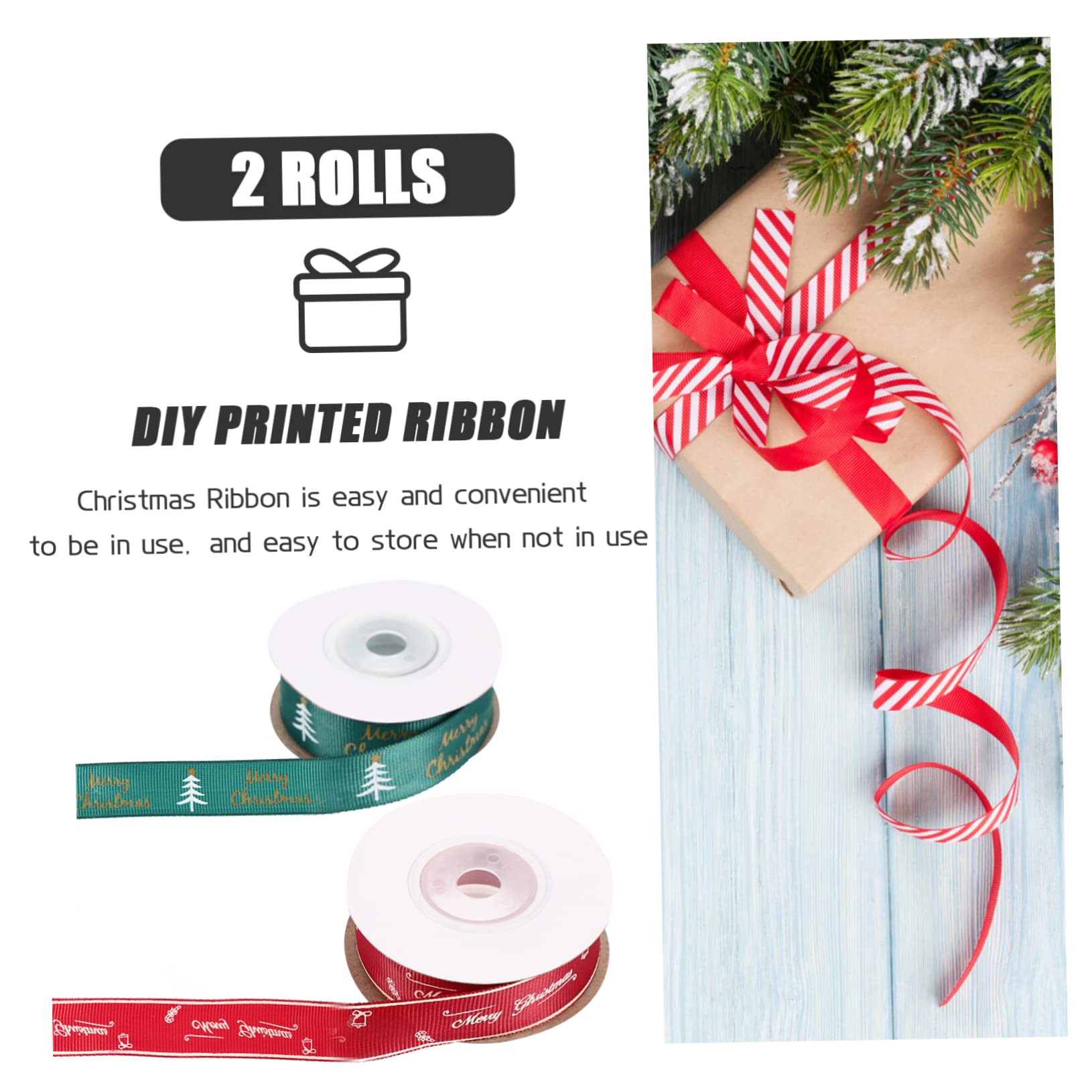 Tofficu 10rollen Weihnachtsgeschenkband Breit Dekorationsband Für Weihnachten Und Bastelarbeiten Pro Grünes Weihnachtsbaum-design Rotes -