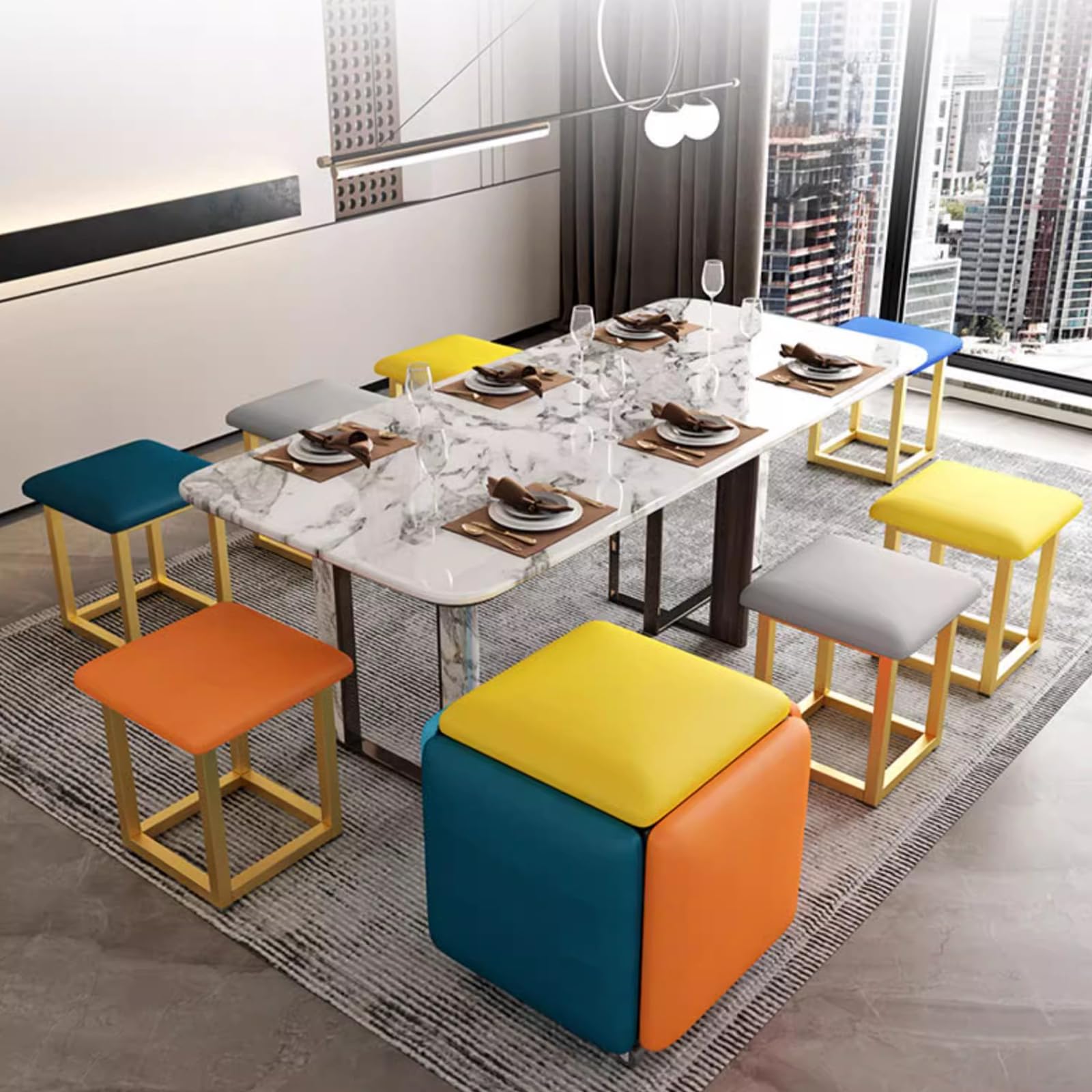 Amazon.com: SUZEPER 5 in 1 Nesting Ottoman Cube Chair, Movable