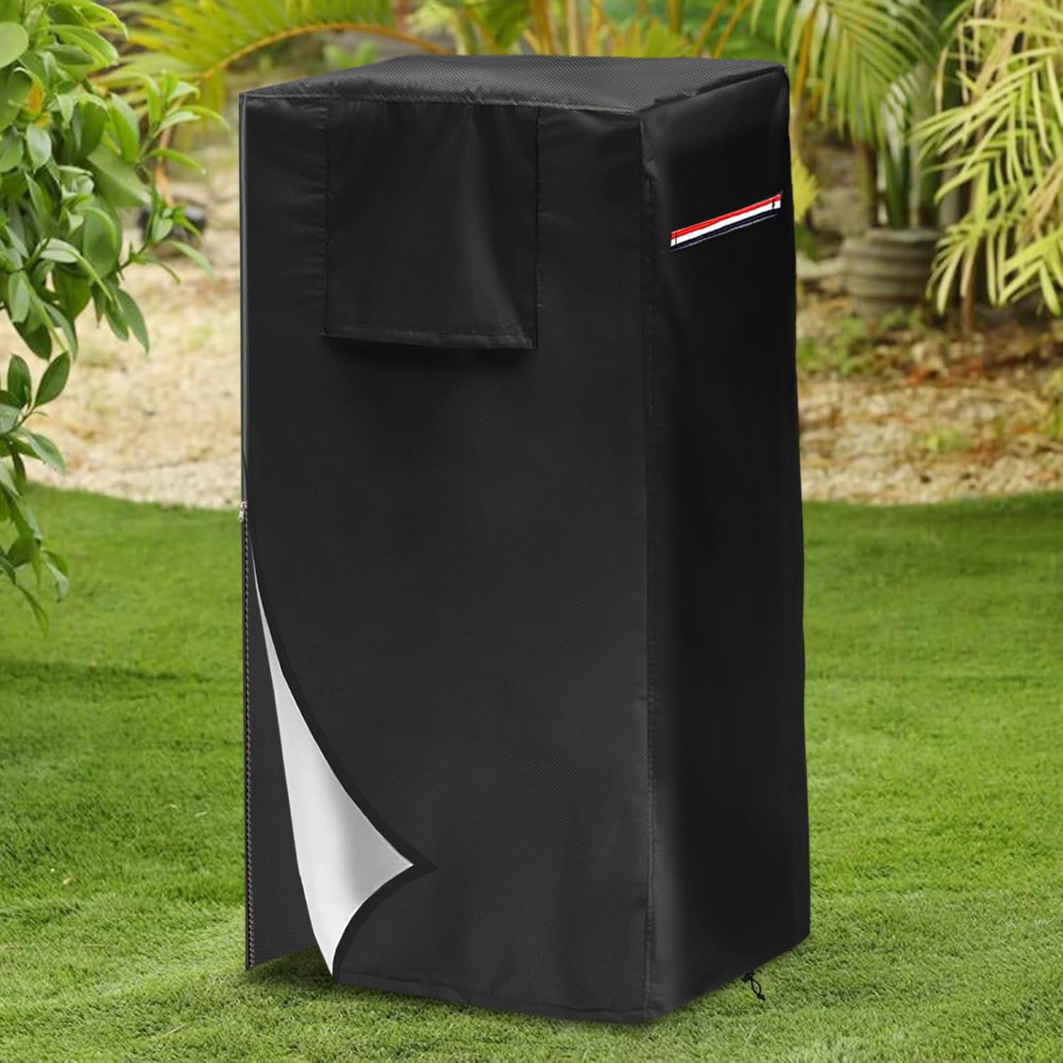 Garden Fountain Cover,Outdoor Heavy Duty Waterproof Dustproof Winter Fountain Cover for Cascading Bowls and Stacked Stones with Zipper and Drawstring.(Black,24" L x 19" W x 40" H)