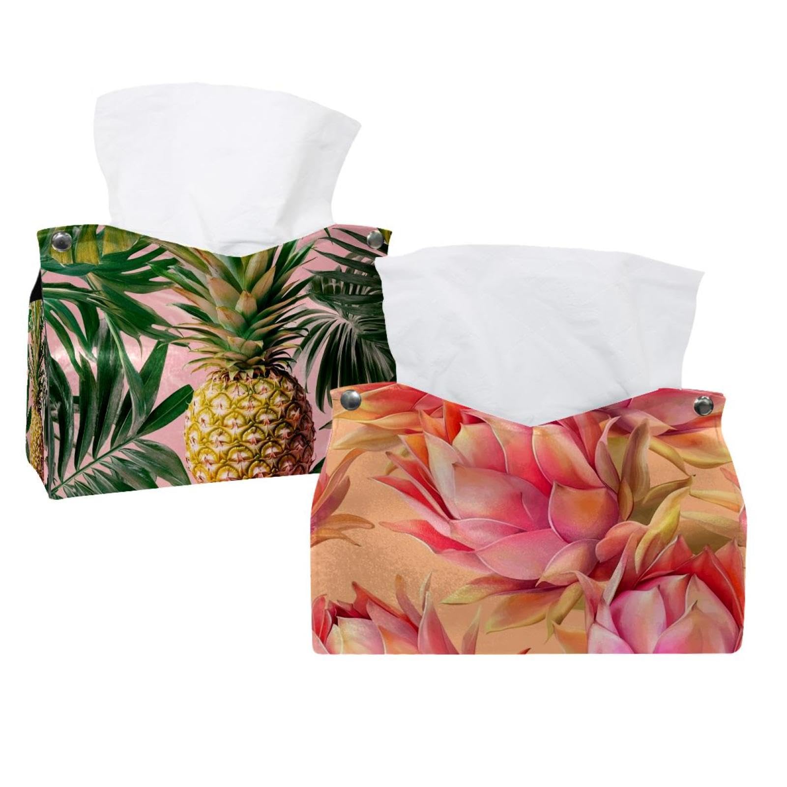 Boîte à mouchoirs en cuir pitayas tropicaux pour le bureau et salon
