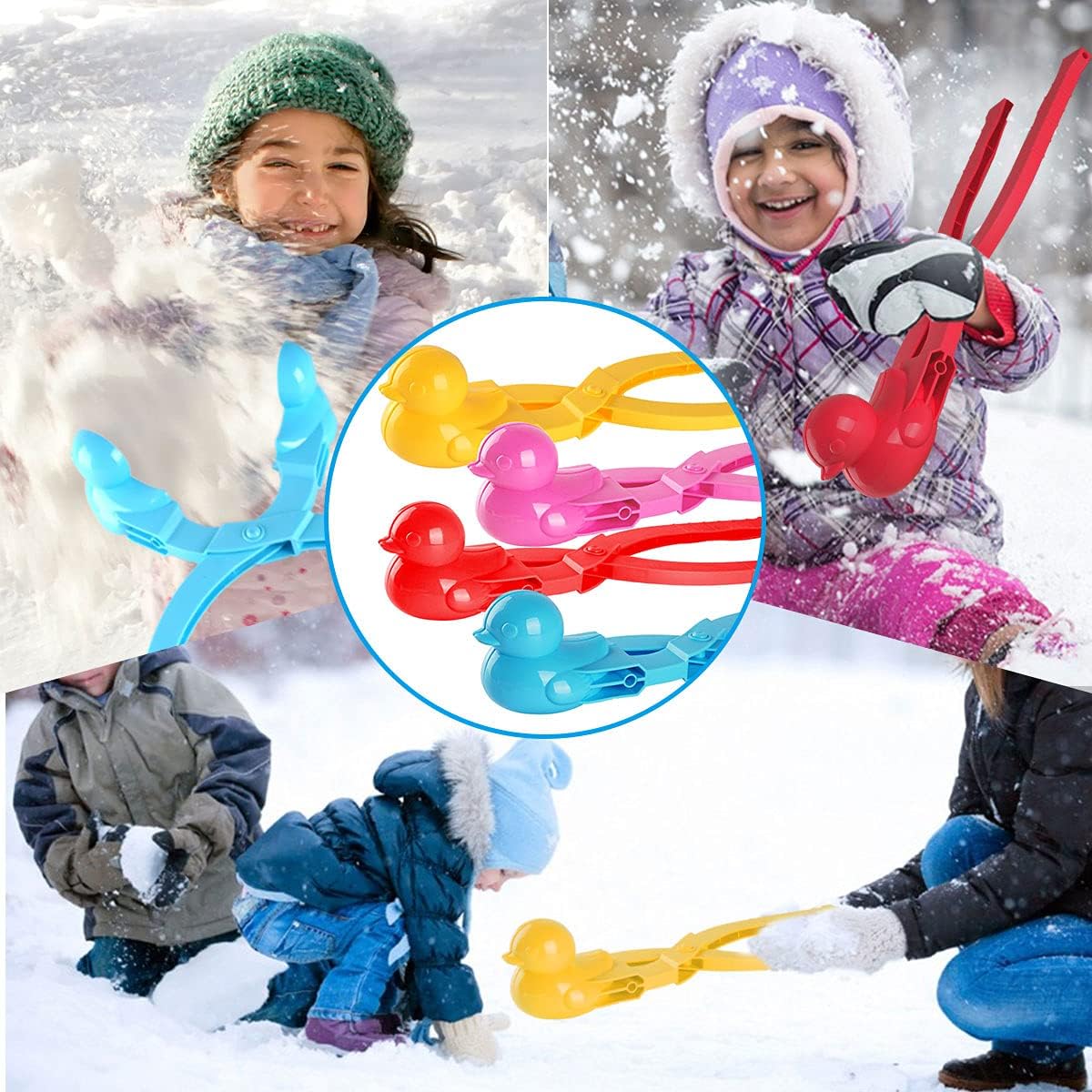 4Pcs Large Size Duck Snowball Maker Clip, Snowball Maker Tool, Perfect Outdoor Play Snow or Sand Toys for Kids and Adults-Duck Shape