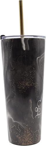 Miniatura 7 de Cambridge Silversmiths - Juego de 2 vasos de paja de geoda aislados de 24 onzas, color negro, 0