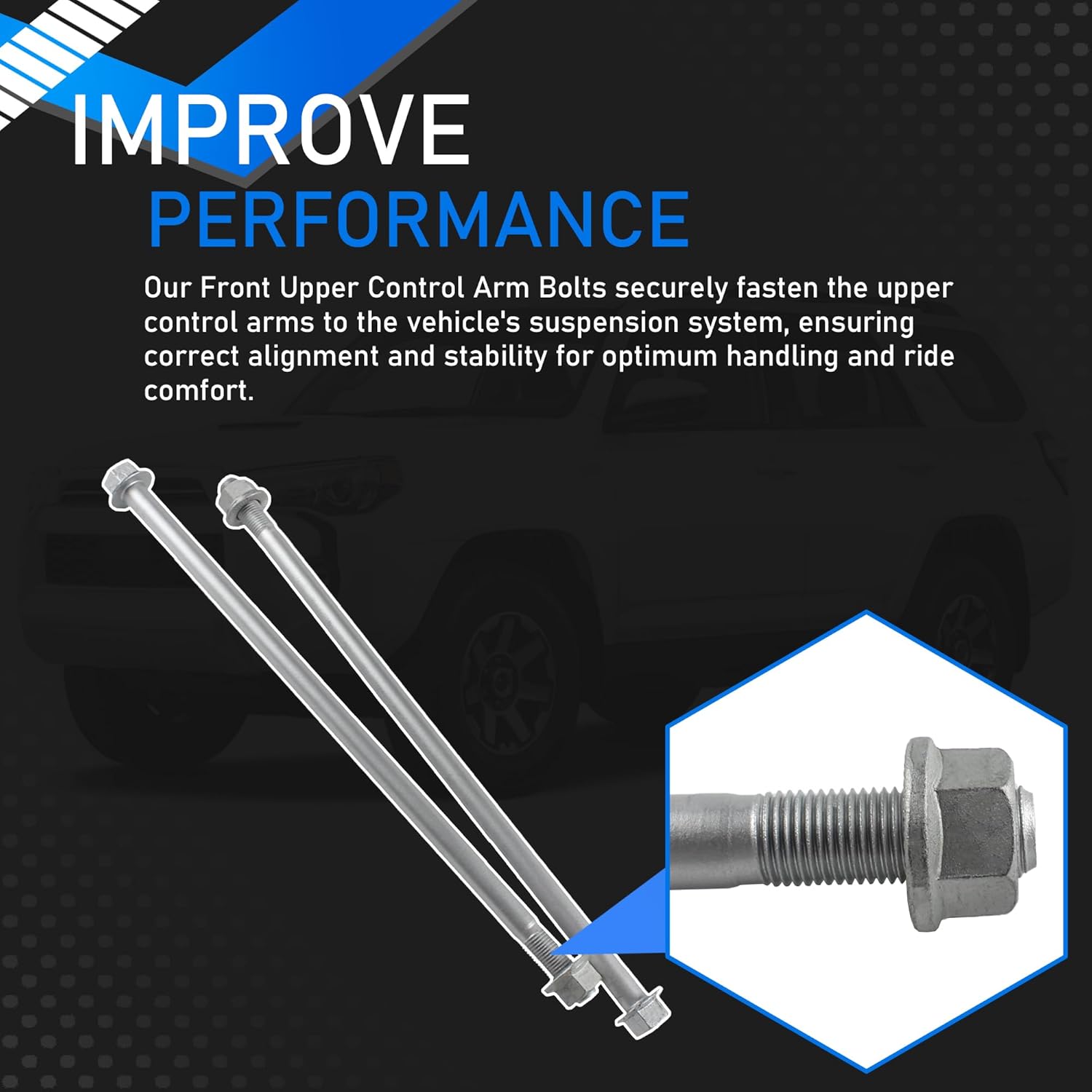 9010514160 2 PCs Front Upper Control Arm Bolt With Nut Compatible With 2003-2023 Toyota 4Runner FJ Cruiser Tacoma 2003-2022 Lexus GX460 GX470 Replaces 90105-A0095 90179-14062 90080-17208