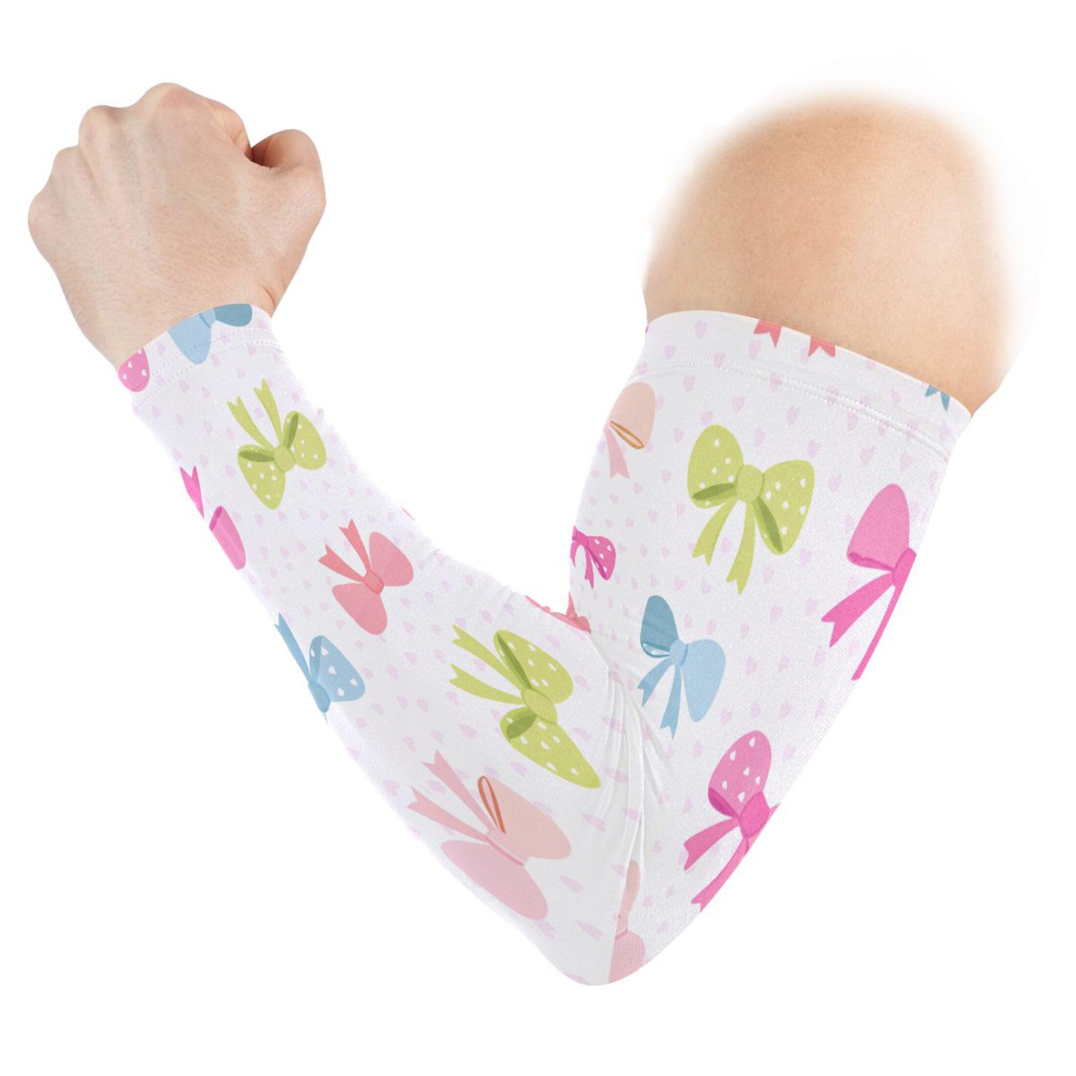 Takiito Bows in Pastel Arm Sleeves for Men Women, Cooling Arm Sleeve UV Sun Protection Compression Arm Sleeve, Breathable & Moisture Wicking