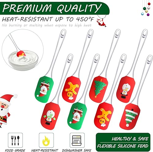 Miniatura 3 de 8 espátulas de silicona navideñas con patrón de Papá Noel, espátula de decoración de pasteles de Navidad, espátula de silicona de cocina con mango