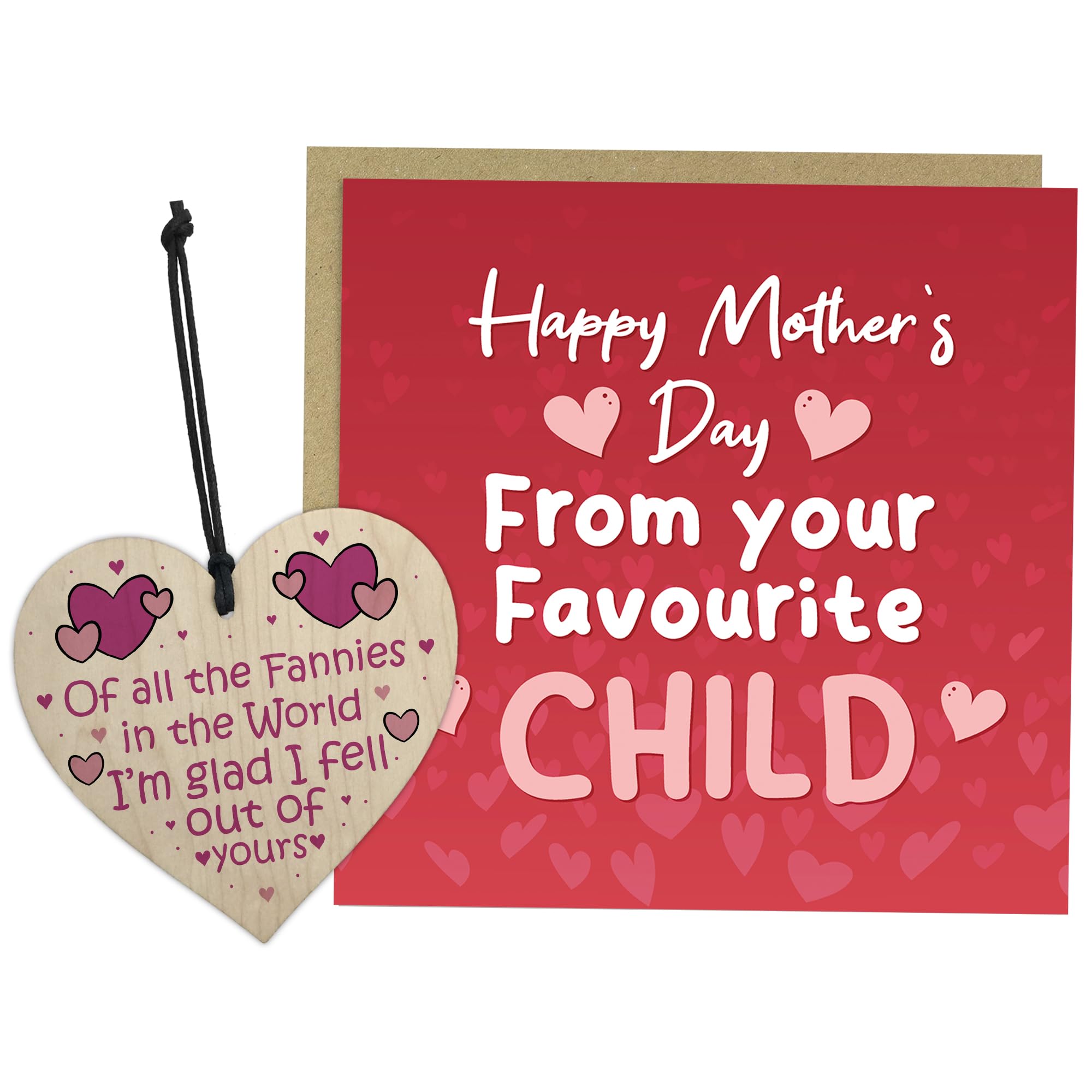 RED OCEAN Mothers Day Card For Mum, Funny Mum Card and Wood Heart, Novelty Gift For, Mothers Day Gifts From Daughter Son, Humorous, Mother's