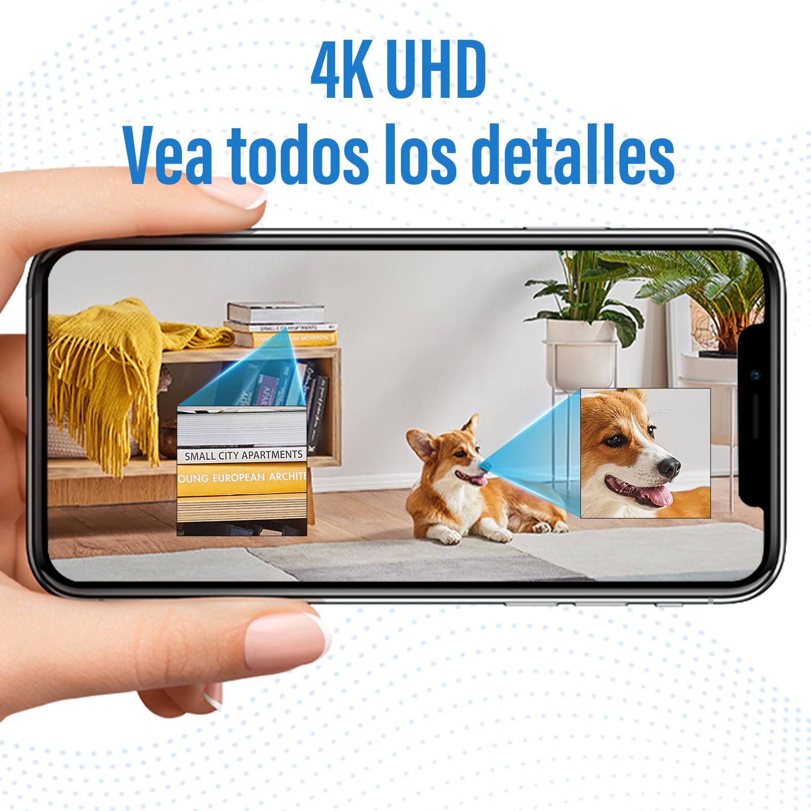 Mini Camara Espia Oculta, Camara Vigilancia WiFi Interior 4K Ultra HD, Lente Gran Angular de 150°, Transmisión en Tiempo Real, con Detección de Movimiento, App Móvil