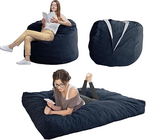 Miniatura 8 de MAXYOYO Puf gigante para adultos, puf convertible que se pliega de silla perezosa a colchón de suelo, sofá grande para suelo, sofá grande, relleno