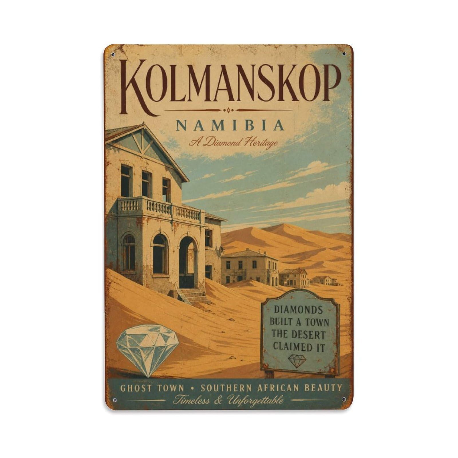 Gead 8X12inch Style Vintage Travel Namibia Kolmanskop Metal Tin Sign