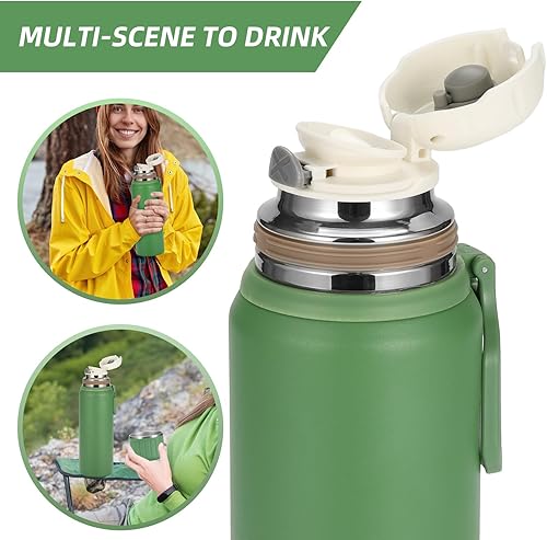 Miniatura 3 de Termo de café de 25.4 fl oz27 oz con 3 tazas, botella de agua aislada, juego de frasco de vacío de acero inoxidable para bebidas frías y calientes,