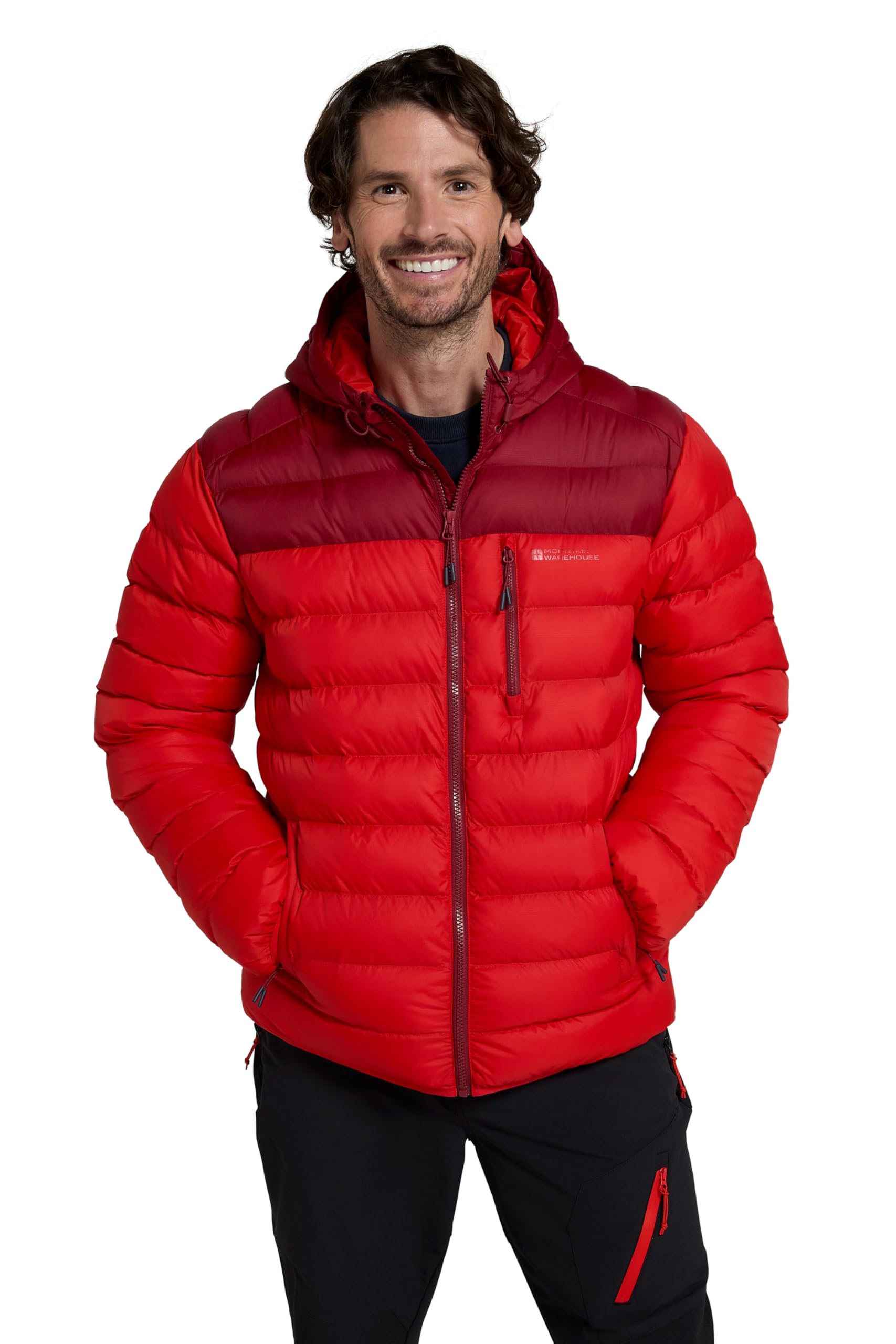 Mountain Warehouse Men's Red Link Padded Jacket - Showerproof, Lightweight & Warm Puffer Coat With Lots Of Pocket - Ideal For Cold & Wet Weather Xxs