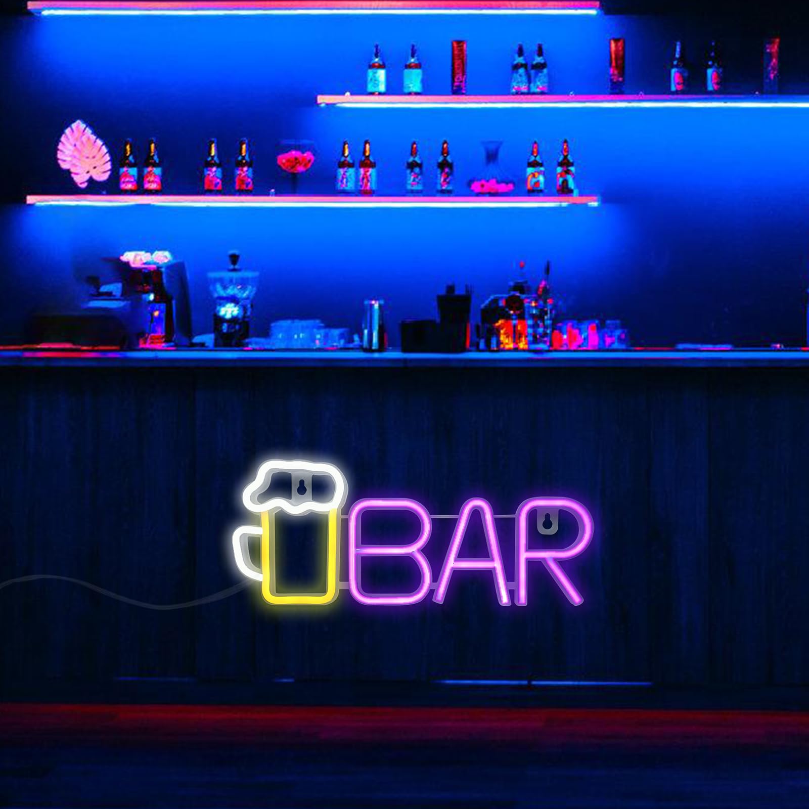 BORDEAG Cartel de neón LED para bar, letrero de neón, decoración de pared, 36,5 x 14,5 cm, PVC, LED, Montaje en pared