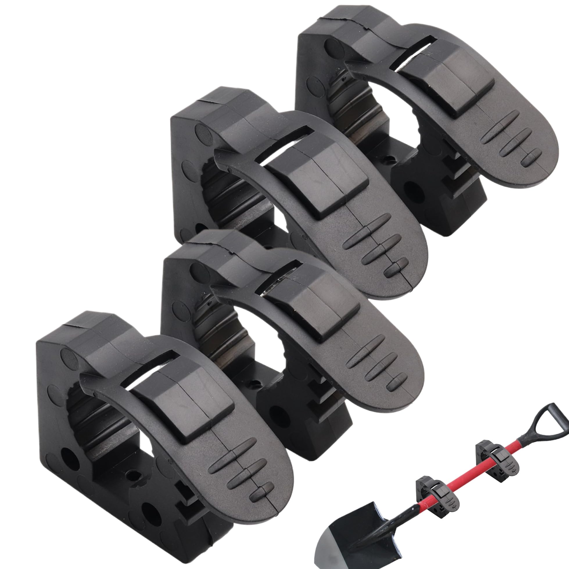 Rubber Clamp, Quick Release Clamp 4Pcs Non-Slip Rubber for 1.18-1.57in Diameter Tools Universal Strong Load TUV ATV Van Trucks Quick Grip Clamps for Shovel Axe, Shovel Mount