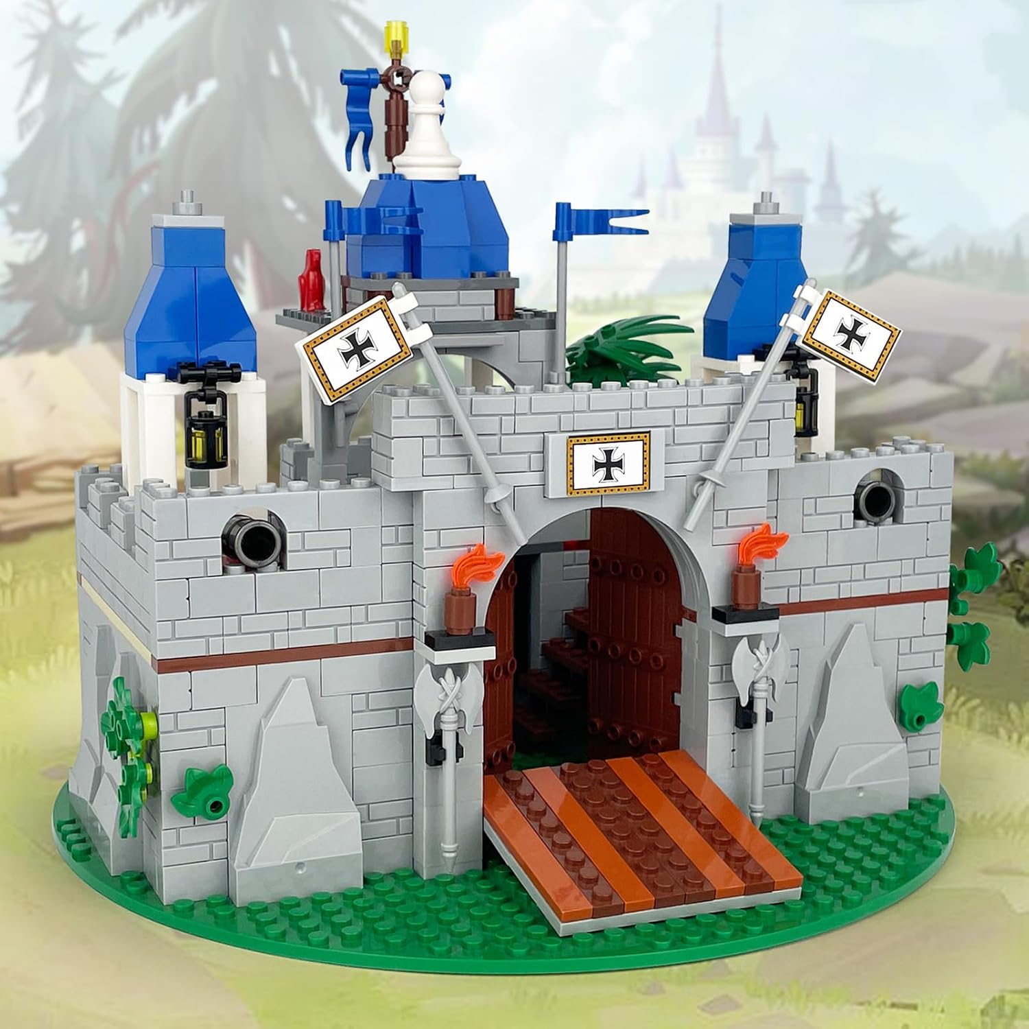 Medieval Knight Castle Building Blocks Big Set, 12 Lion Knight Figures, Castle Siege Weapons, Catapult & Horses with Ropes, Compatible with Lego 630 Accessory, Birthday, Thanksgiving Gift, 521Pcs image 3