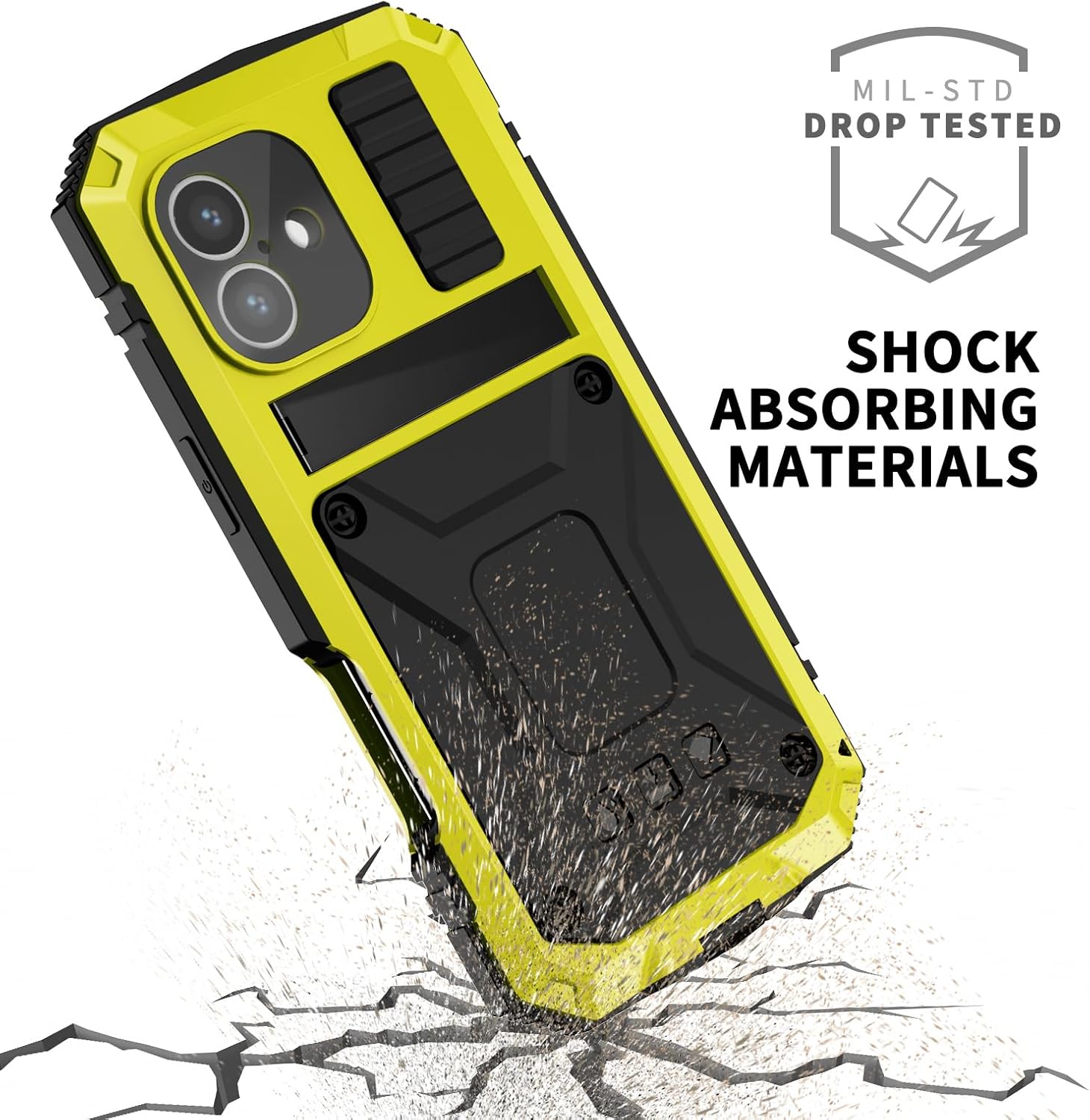 Lunivop fit for iPhone 16 Case 6.1inch Heavy Duty Rugged [Aluminium Stan] Military Grade Metal Rubber [Built in Screen Protector Camera Lens ] Phone Cover (fit for iPhone 16 6.1'' 2024) Yellow