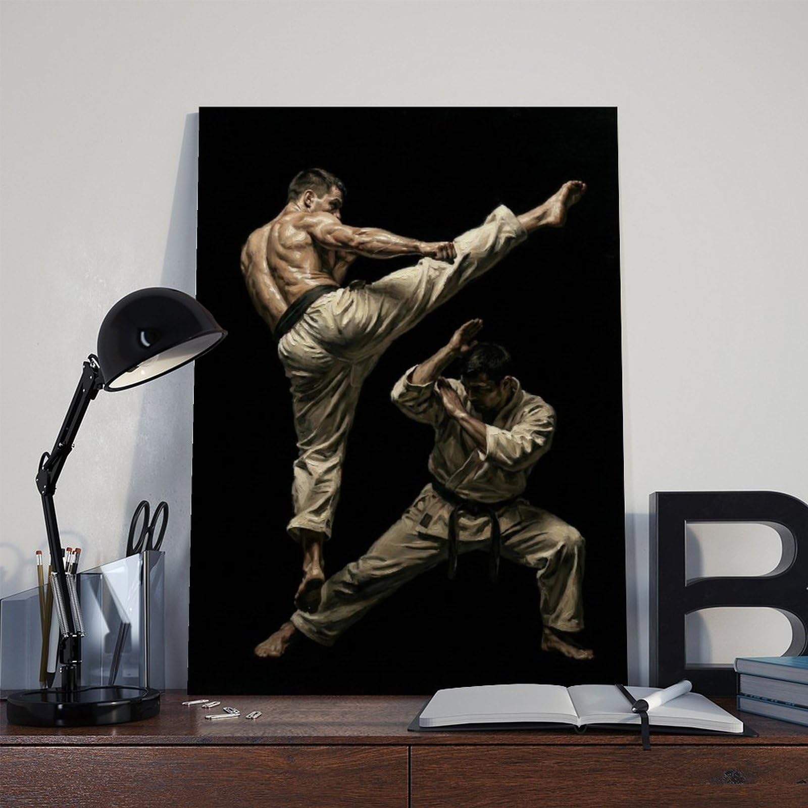 ASGRCN Poster su tela con azione dinamica dei combattenti di karate, per | , diverse dimensioni, stili multipli di cornice, arte della parete, dipinti decorativi, decorazione della stanza del