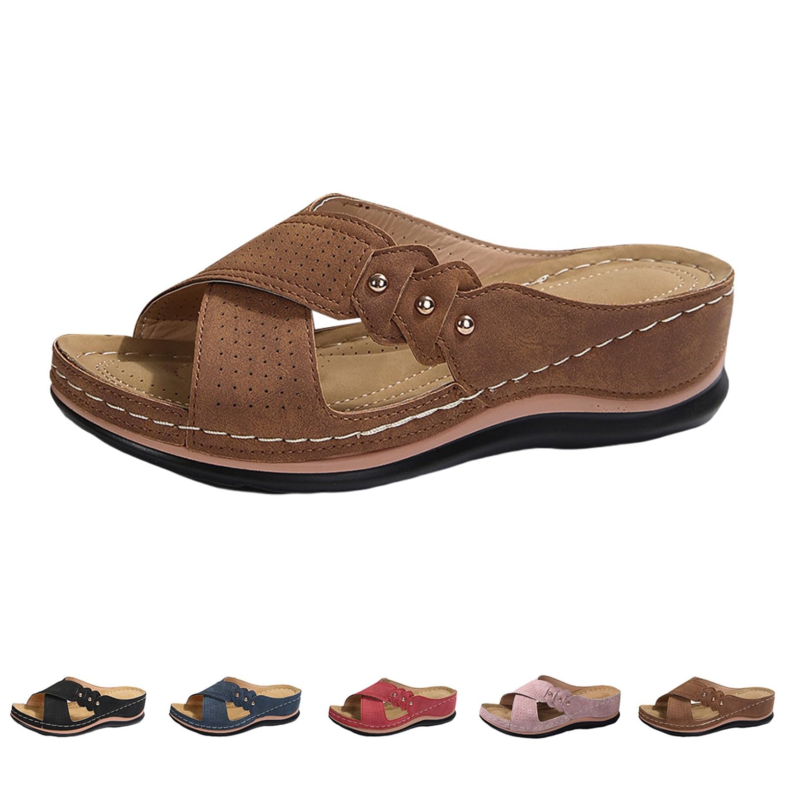 Zapatos abiertos mujer verano con cuña - Chanclas Planta Ancha