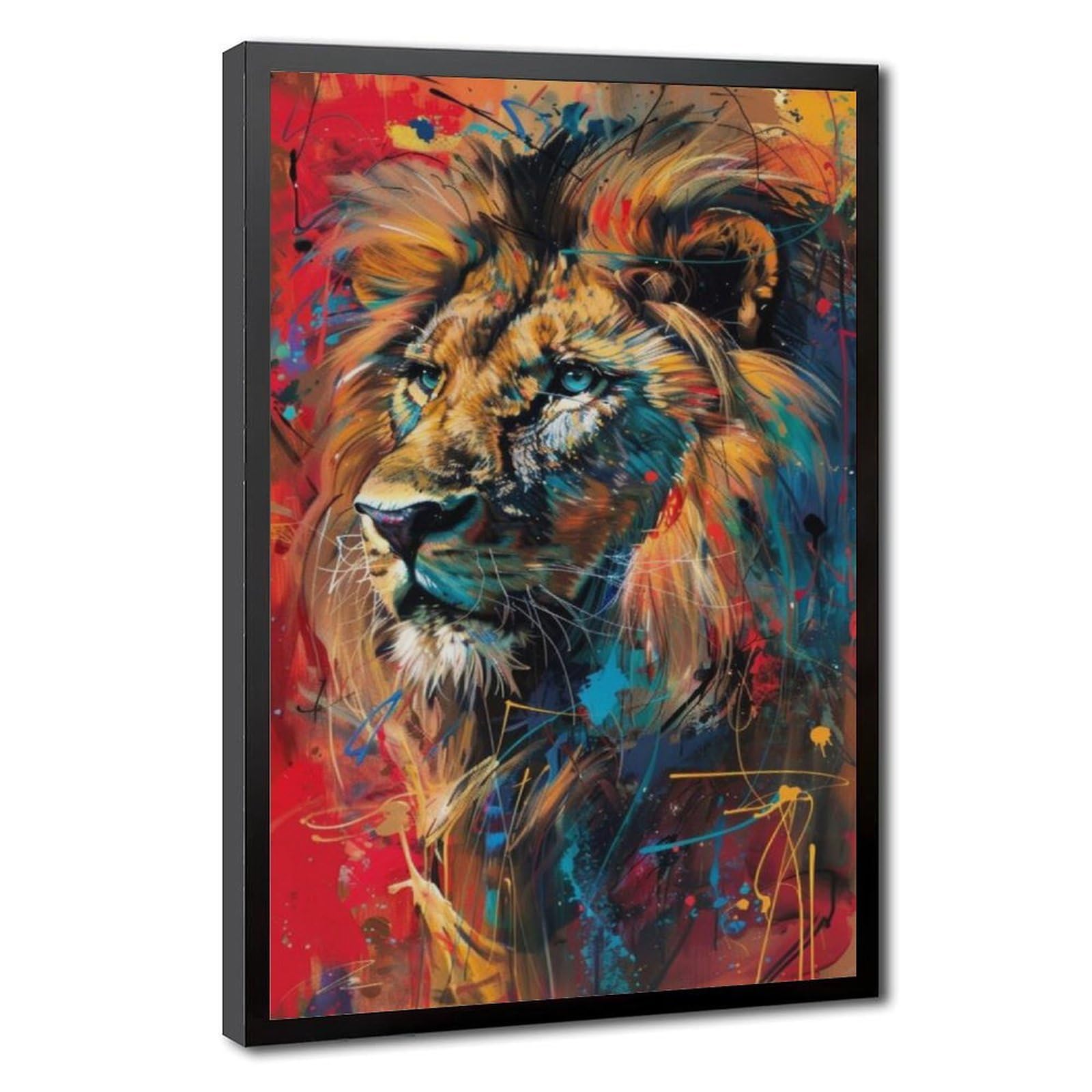 Bareronor Interesting Lion Portrait Abstract Canvas Poster Bedroom Decor Landscape Office Room Decor Gift 24" L X 36" W