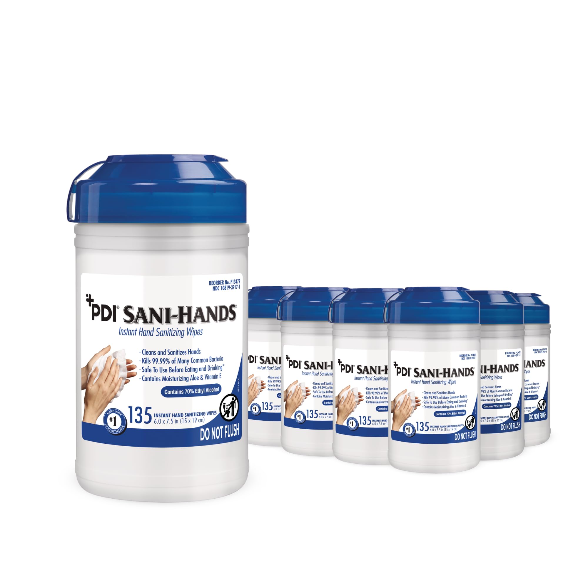 Sani-Hands Instant Hand Sanitizing Wipes, Medium Canister, Case of 12 Canisters, 135 Wipes per Canister, 1620 Wipes Total