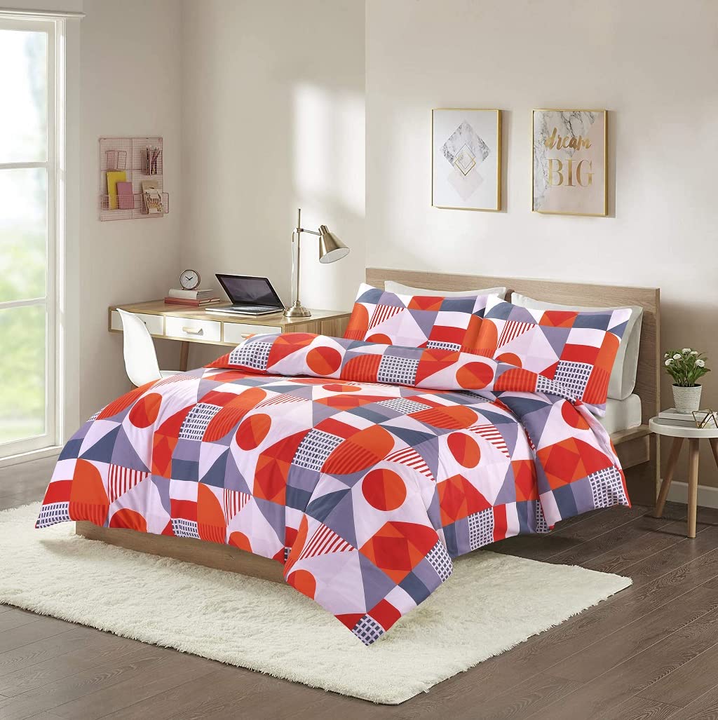 HOME ACE Scott Red Printed King Duvet Cover Set - Easy Care Poly Cotton King Size Quilt Cover Bedding Set - 230CM x 220CM with 2 Pillowcases 50CM x 75CM โ image 1
