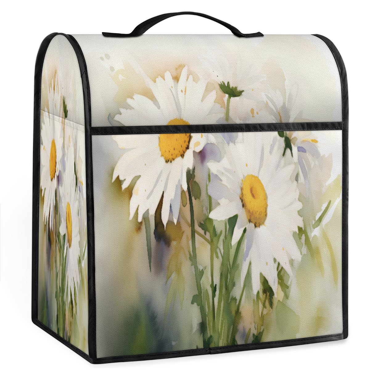 Coffee Maker Cover Watercolor Daisy Flower Kitchen Appliance Covers Small Appliance Covers Blender Cover Juicer Cover Dust Covers for Kitchen Appliances with Top Handle and Pockets,Washable,C416