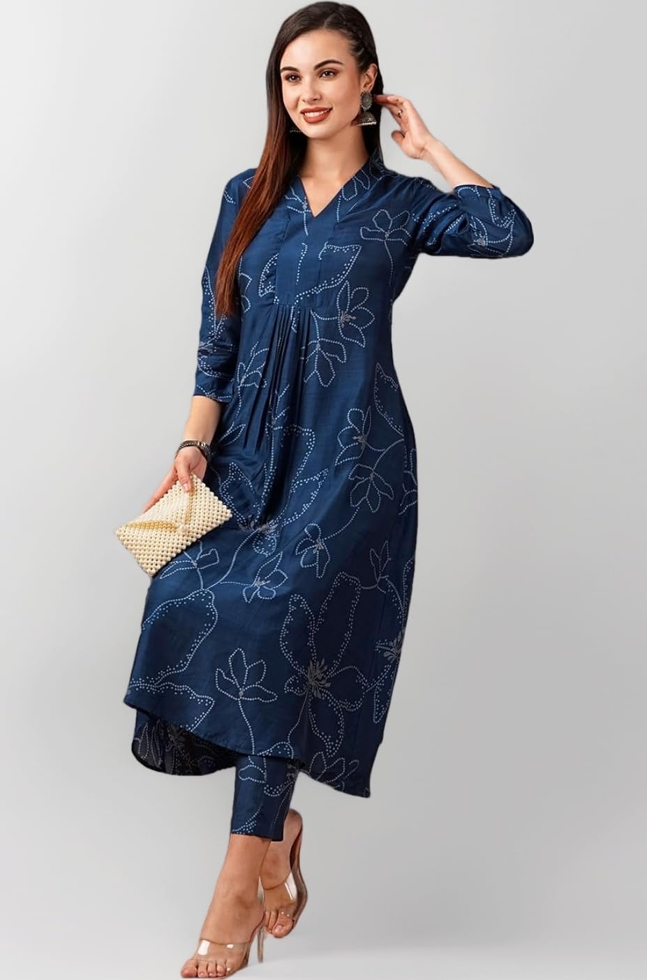Women's Rayon Blend A-Line Printed Kurta with Pant