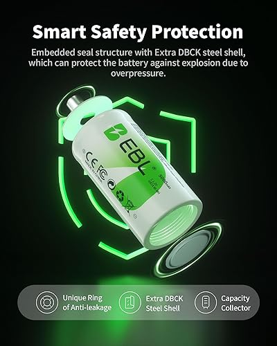 Miniatura 10 de EBL Célula C C 5000mAh Ni-MH Baterías recargables, paquete de 2