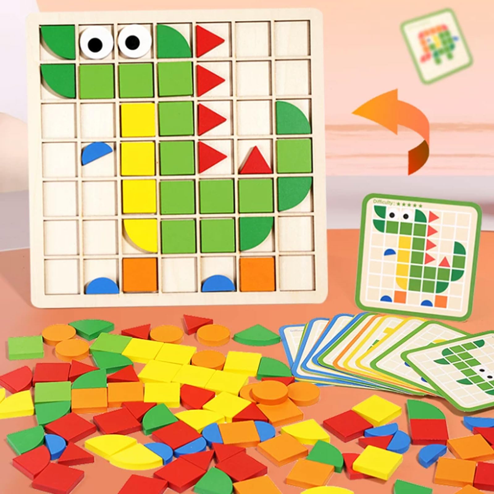 Rompecabezas Mosaico Formas Geométricas Madera Montessori