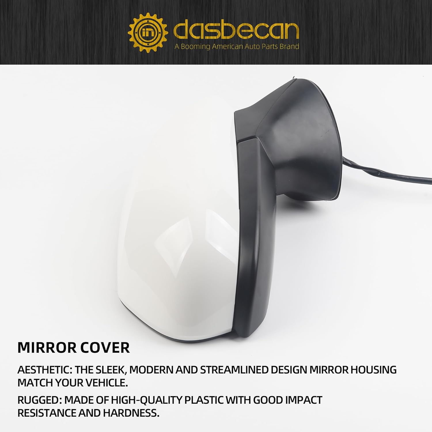 Dasbecan Driver Side Door Mirror Compatible with Toyota Camry 2018-2024 with Power Glasss Manual Fold Non-Heated Left Rearview Mirror Assembly Replaces TO1320366 87940-06800 3PINS White