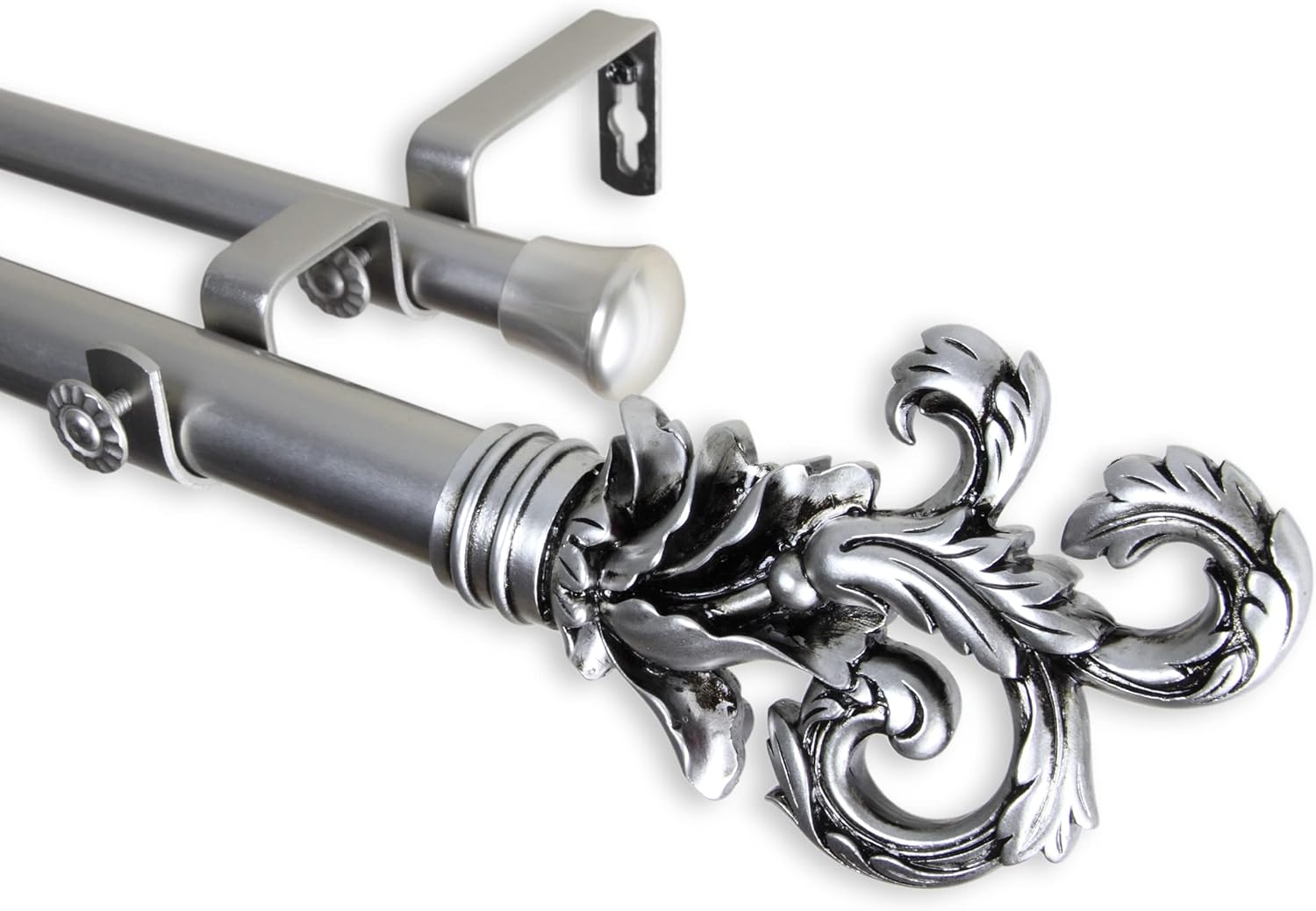Rod Desyne Roulis 1" Double Curtain Rod, 28-48 inch, Satin Nickel
