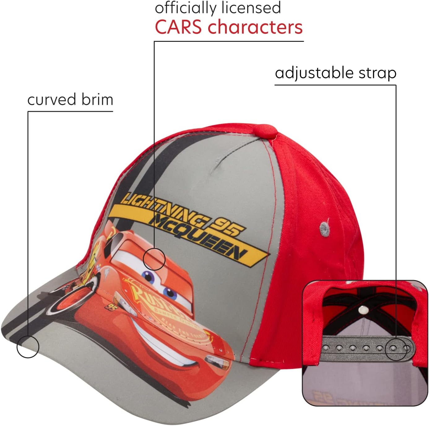 Disney Pixar Boys’ Cars Lightning McQueen Hat - Piston Cup Baseball Cap (Toddler/Boy) - Image 2