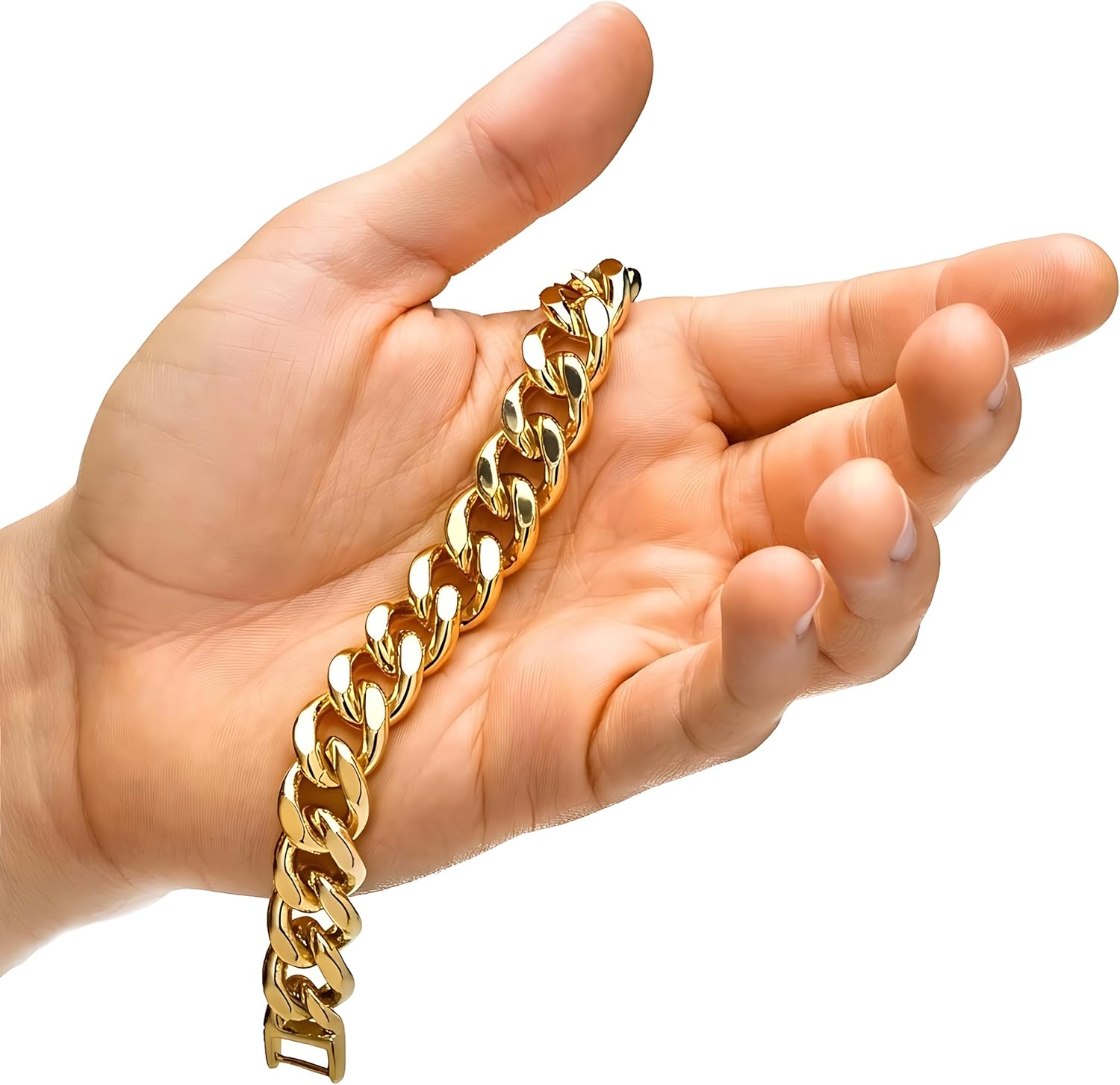 LIFETIME JEWELRY 15mm Miami Curb Cuban Link Chain Bracelet 24k Real Gold Plated - Image 5