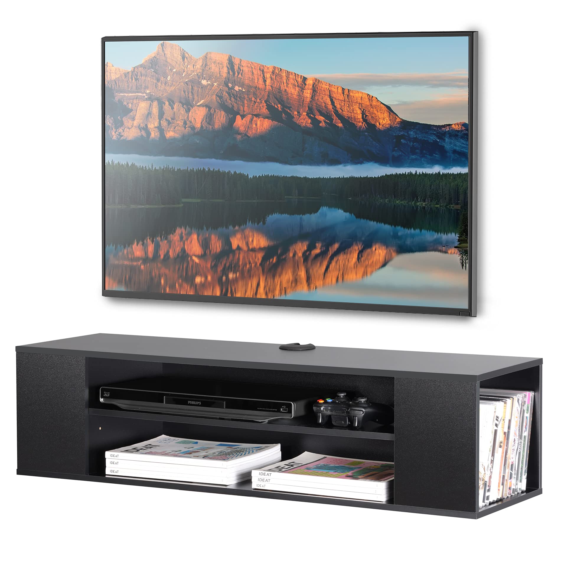 Buy FITUEYES Floating TV Unit Wall Mounted TV Shelf with 4