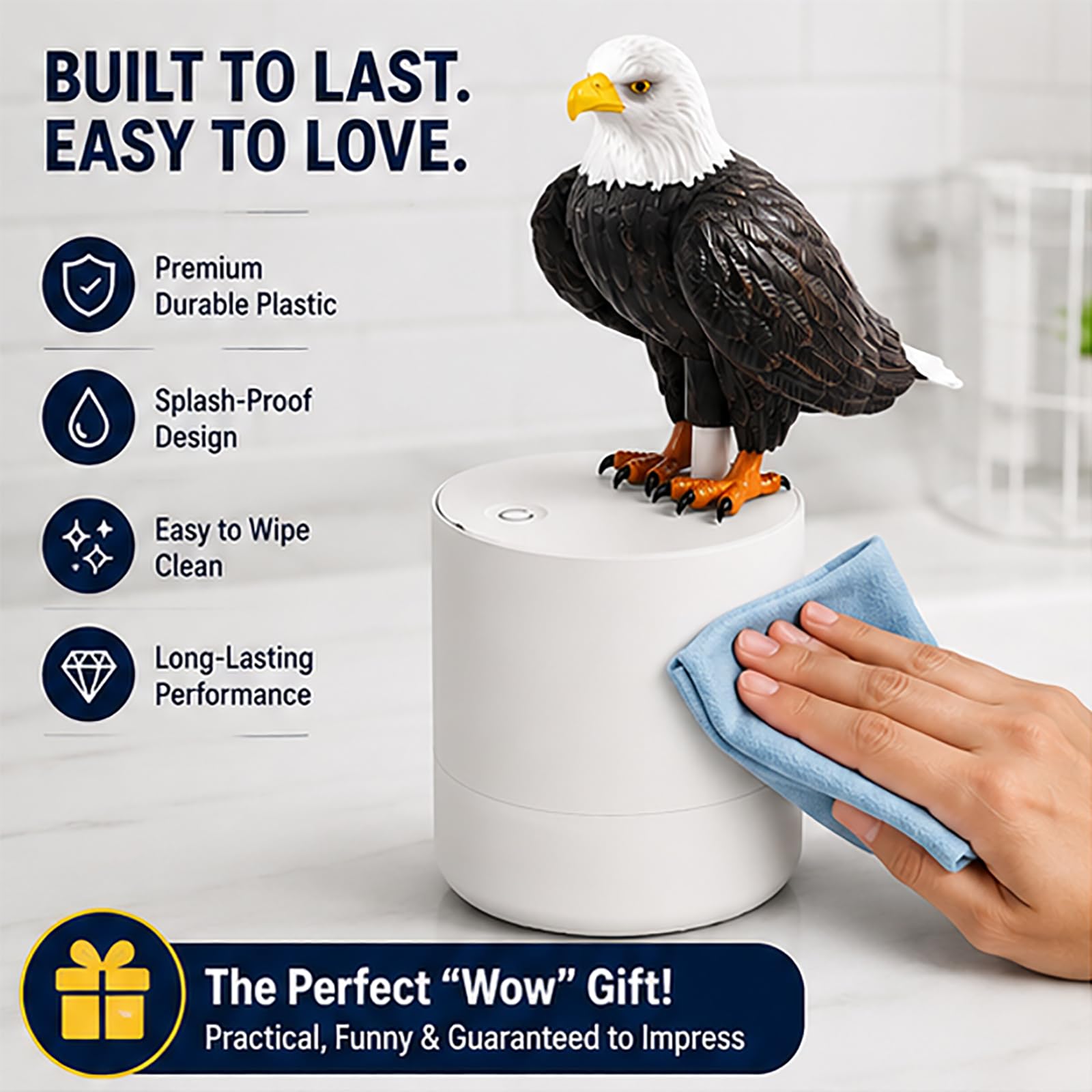 Dispenser automatico di sapone in schiuma, 300 ml, design a forma di cacca di uccello, decorazione unica per bagno e cucina, divertente regalo per la casa, facile da usare e ricaricare