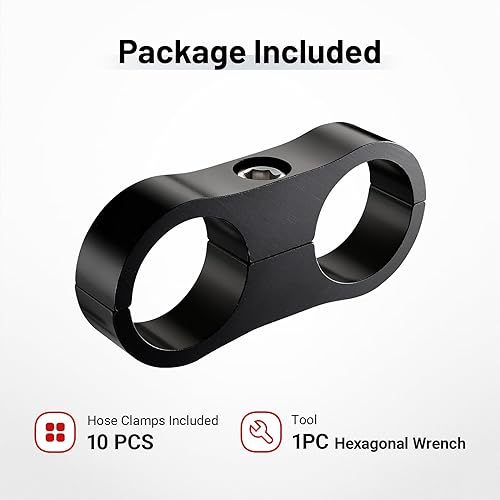 Miniatura 10 de EVIL ENERGY Abrazadera separadora de manguera 4AN, abrazadera de montaje de línea de combustible AN4, aluminio negro, 10 unidades