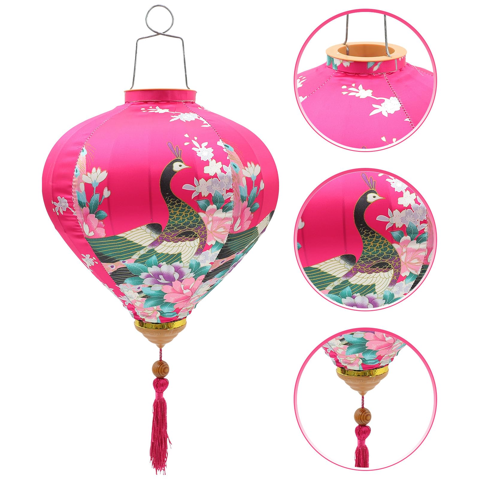 TOYANDONA Lanterna Vietnamita di Seta Decorativa da Esterno 30 Cm Rosso Rosa Peonia Lanterna Sospesa per Feste Giardino Matrimonio Capodanno Decorazione Interna ed Esterna