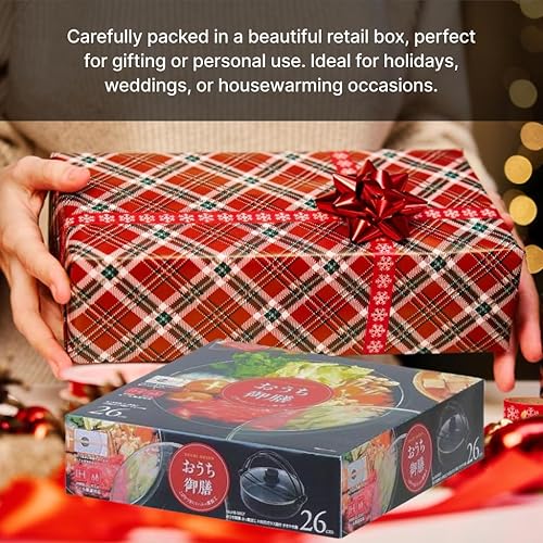 Miniatura 4 de JapanBargain 3868, Sukiyaki Nabe Pot Shabu Shabu Olla Caliente Pan con Tapa de Vidrio para Calefacción por Inducción Estufa IH