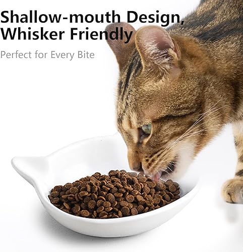 Miniatura 8 de Cuenco elevado de cerámica para gatos, cuenco elevado de agua para gatos de interior con soporte, plato antivómitos para gatos, apto para bigotes,