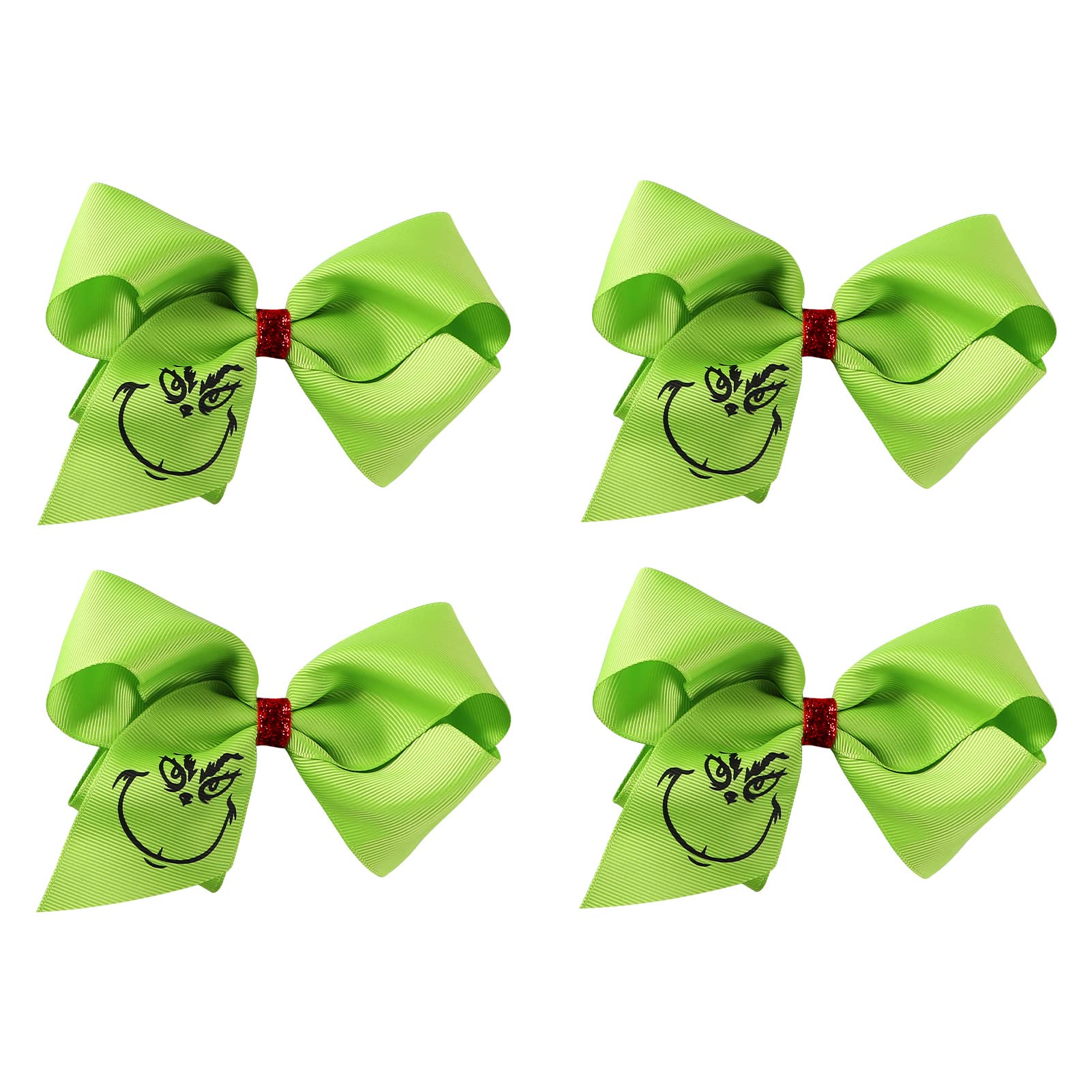 Photo 1 of 5 Inch Green Hair Bow Clips 4Pcs Christmas Tree Decorations Women Girls Costume Accessories