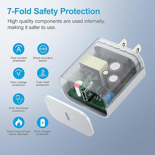 Miniatura 5 de Cargador para iPhone 15 de carga rápida, paquete de 2 cables de carga rápida USB C a C de 6 pies de largo con bloque de carga de iPhone 15 de 20 W