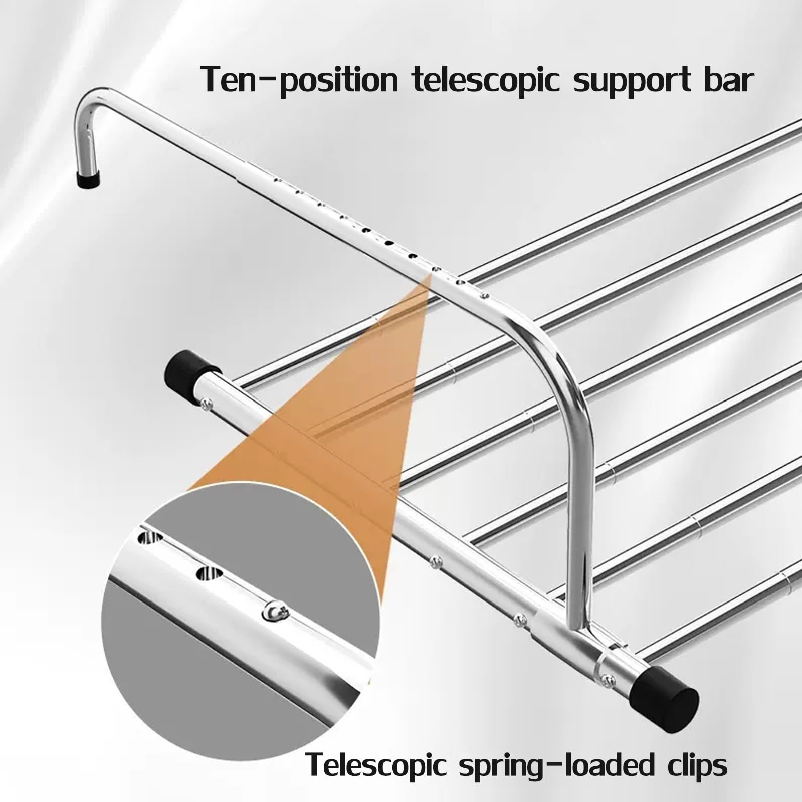 HJXGQJM Stendino per Calorifero, Stendibiancheria da Parete in Acciaio Inox, Stendibiancheria da Parete A Scomparsa, per Balaustre di Finestre, Stendino Balcone Estensibile(50-86cm)