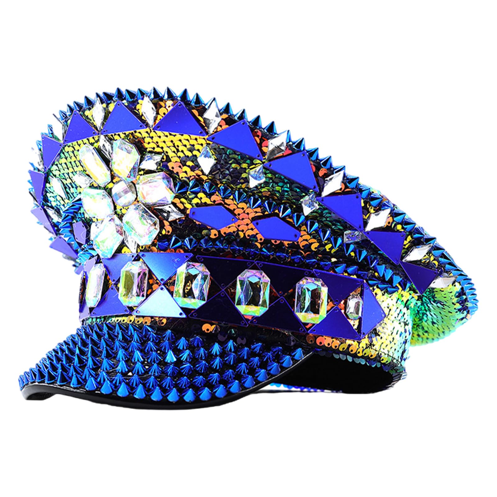 Chapeau de capitaine clouté arc-en-ciel tendance pour activités outdoor