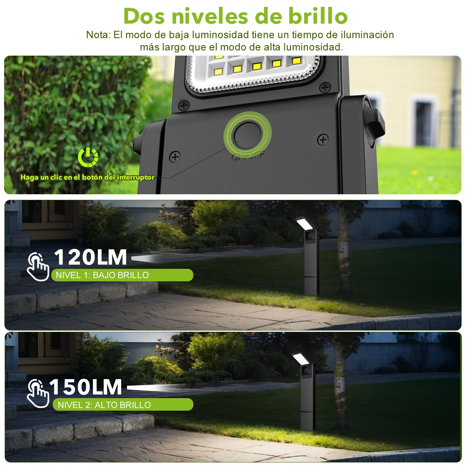 OUSFOT Lampara Solar Exterior 6 Piezas 40 LED, Focos Solares para Exterior con Dos Niveles de Luminosidad, Resistente al Agua IP65, Poste de Iluminación Exterior para Jardín, Patio, Entrada, Camino