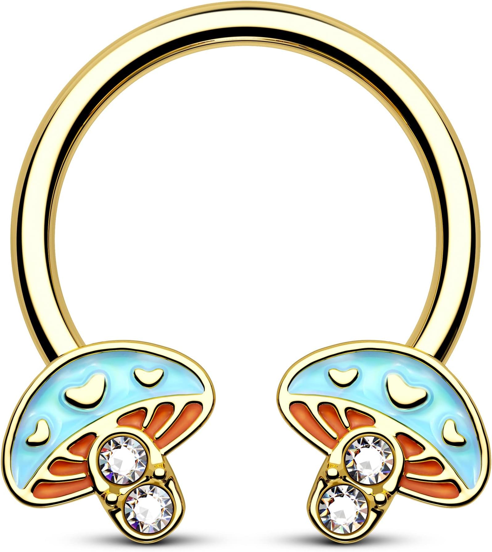 Mushroom Septum Ring Gold 16G Septum Piercing Jewelry 316L Stainless Steel Daith Helix Cartilage Earrings for Women